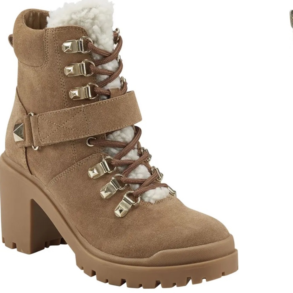 MARC FISHER WORN ONCE Faux Fur Trimmed Nature Boots size 10